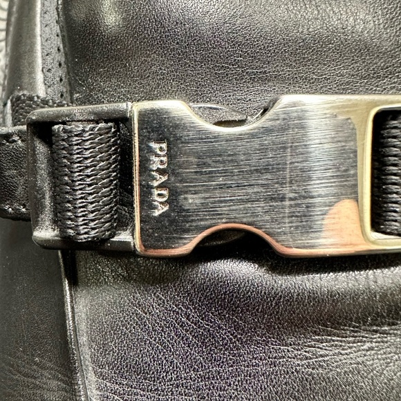 PRADA BLACK LEATHER LOAFERS SLIP ON #141187 MEN'S SHOES SIZE 8 1/2 MADE IN ITALY - Picture 3 of 6